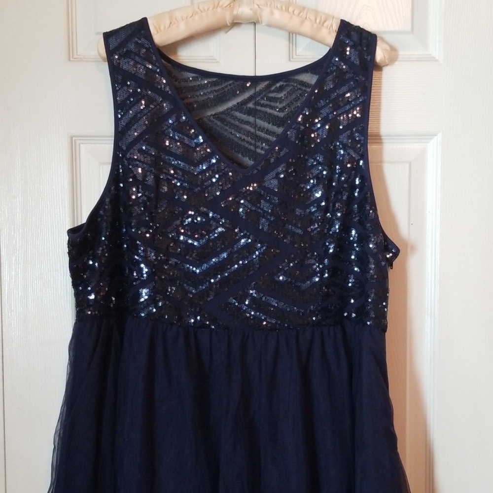 Torrid sequin and tulle navy blue party dress